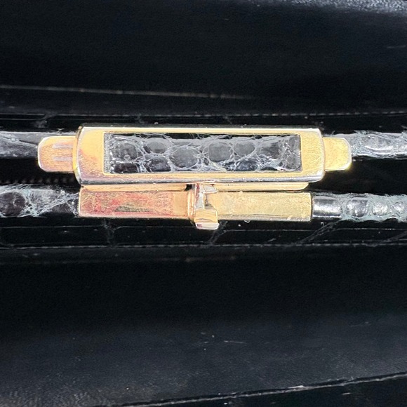 VTG Fratelli Righini Venezia Black Crocodile Embossed Leather Purse Bag Mob Wife - Picture 10 of 10